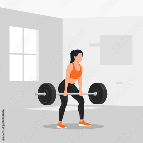 Woman Performing Deadlift Exercise with Barbell in Gym