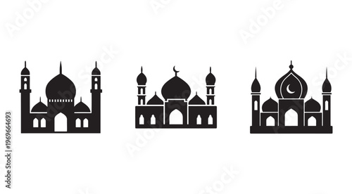 Islamic mosque architecture silhouettes  mosque silhouettes  religious building designs  cultural icons