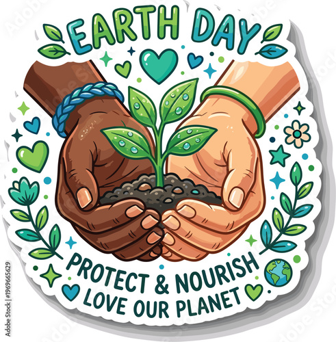 Cute cartoon Earth detective exploring nature. Character uses a magnifying glass to uncover secrets on a leaf, promoting curiosity and environmental discovery