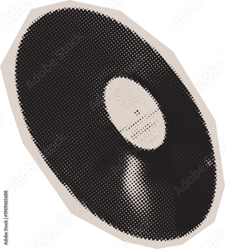Halftone Vinyl Record Sticker