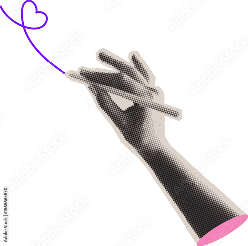 Halftone Pencil in Hand Sticker