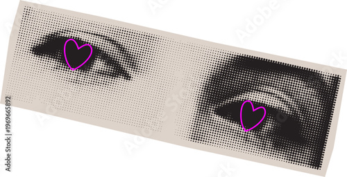 Halftone Hearts in Eyes Sticker