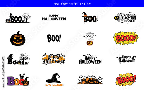 A collection of halloween stickers and phrases