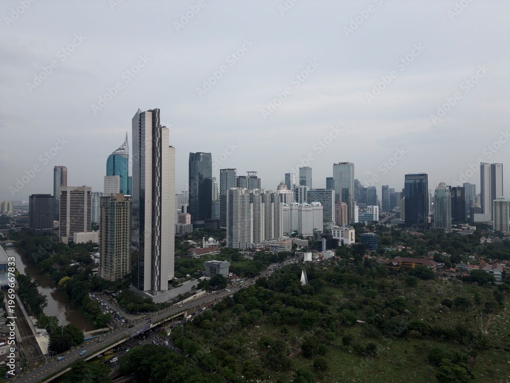 Obraz premium Java Jakarta Indonesia drone cityscape