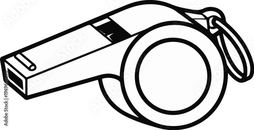 Stylized outline drawing of a classic whistle with a rounded mouthpiece