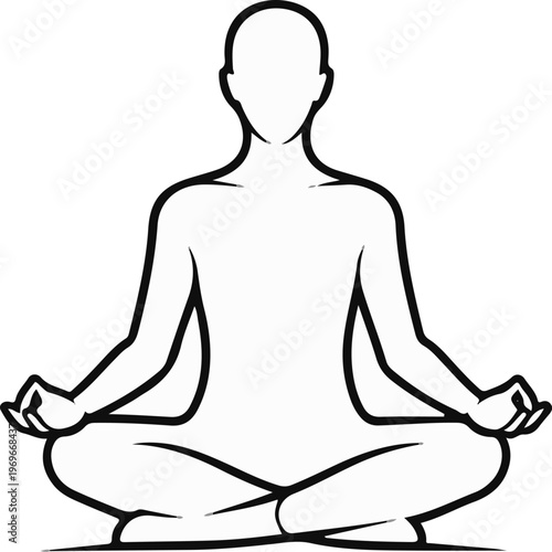 Stylized outline of a person meditating in a lotus pose