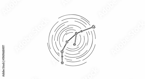 Stylized outline of a star constellation within concentric circles