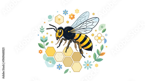 Detailed illustration of a honey bee.
