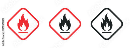 Flammable Pictogram Vector – Warning Icons for Hazardous Materials