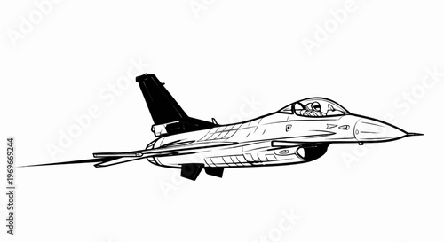 Stylized sketch of a fighter jet with pilot
