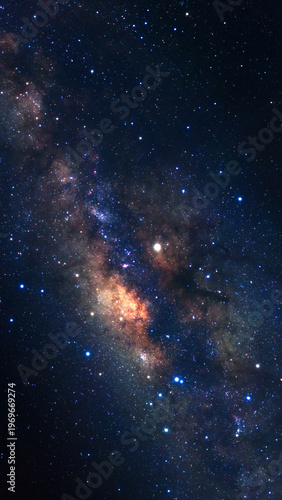 Night blue sky space background, Starry universe in dark blue sky, Milky way galaxy with stardust field in deep universe