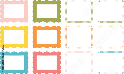 Decorative Rectangular Frame Collection Featuring Twelve Diverse Minimalist Border Designs With Geometric Patterns And Elegant Line Art For Photography Vector Illustration