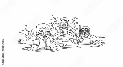 Three children enjoying a splashy day in the water