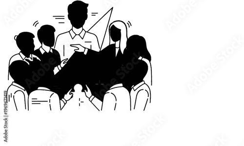 Team brainstorming session, presentation, collaboration, idea sharing