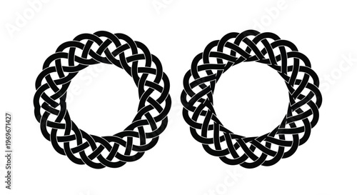 Intricate circular woven designs ideal for overlays on transparent background silhouette