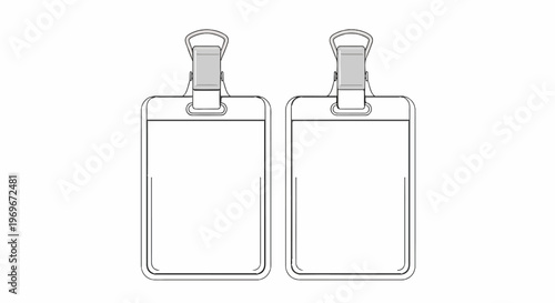 Two blank badge holders with clips for identification or access