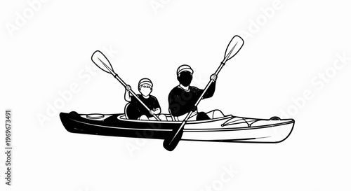 Two people paddling a kayak
