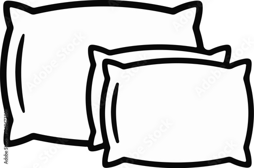 Two soft plush sleeping pillows piled one over the other, simple line art