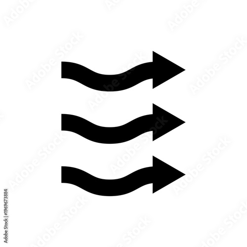 Three black wavy horizontal arrows indicating flow, direction, or movement