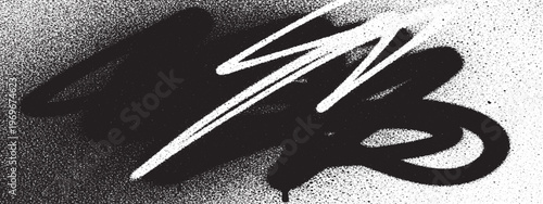 Black spray paint shadow graphic on textured background with black and white with brush stroke paint drip street art throw