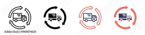 Reverse Logistics icon set multiple style collection