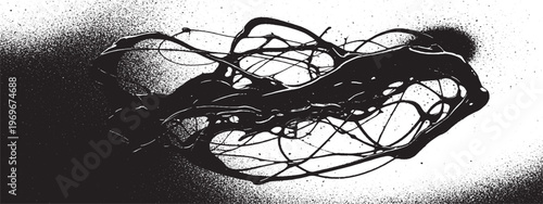 Abstract black spray paint splash pattern on white background with brush stroke with hand drawn abstract art graphic design background texture