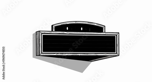 Vintage marquee sign with black panels and wooden frame