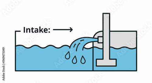 Water flows from a reservoir through an intake structure