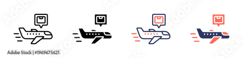 air cargo icon set multiple style collection