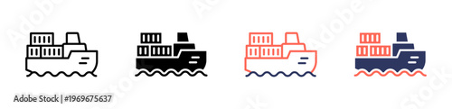 sea freight icon set multiple style collection