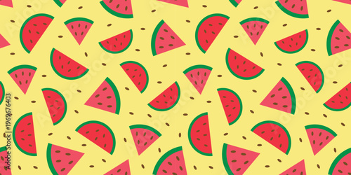 Vector seamless pattern with watermelon slices