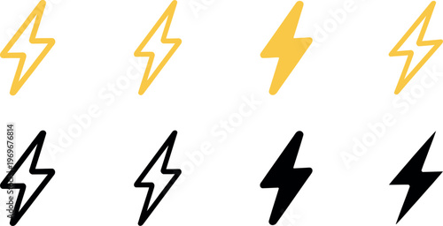 Thunder bolt flash icon, flash lightning bolt icon, electric power icon symbol, power energy icon sign in filled, thin, line, outline, and stroke style for apps and website design