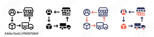 supply chain icon set multiple style collection