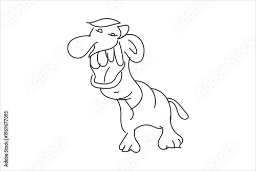 Cartoon camel sketch a whimsical illustration of a dromedary in black and white