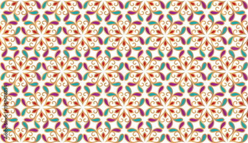 Colorful Seamless Ornamental Floral Pattern with Elegant Decorative Background Design
