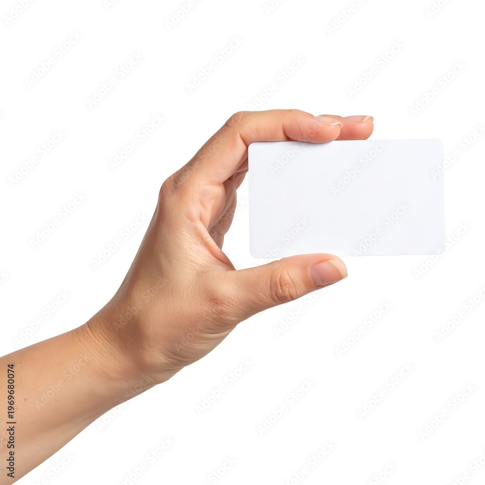 Fototapeta premium A hand holding a blank white card