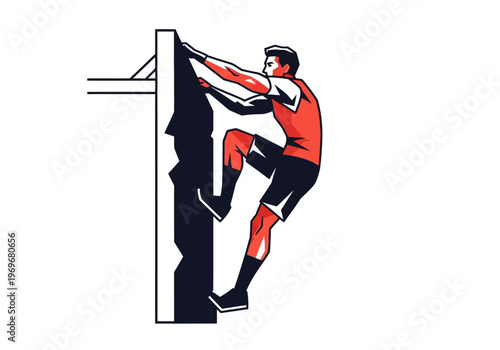 Man climbing on a structure illustration, representing fitness and determination