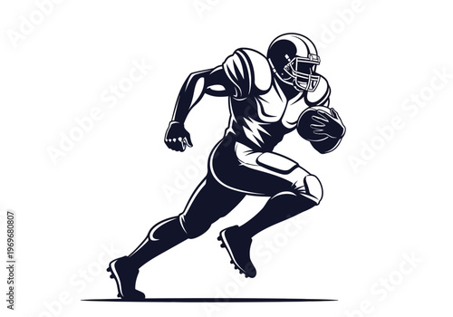 American football player running with the ball, dynamic sports illustration