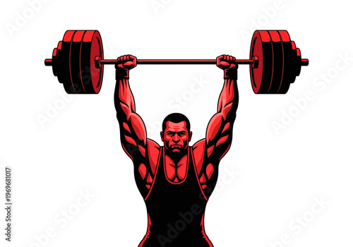 Powerful Muscular Man Lifting Weight Overhead in a Gym - Fitness Motivation