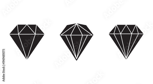 Three black diamond shapes with white lines on white background  graphic resources for design and illustration