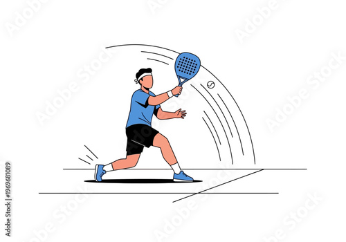 Dynamic Illustration of a Person Playing Tennis with a Racket and Ball in Motion