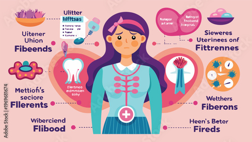 Diagram explains the female reproductive system and its parts in a simple and clear way for educational purposes