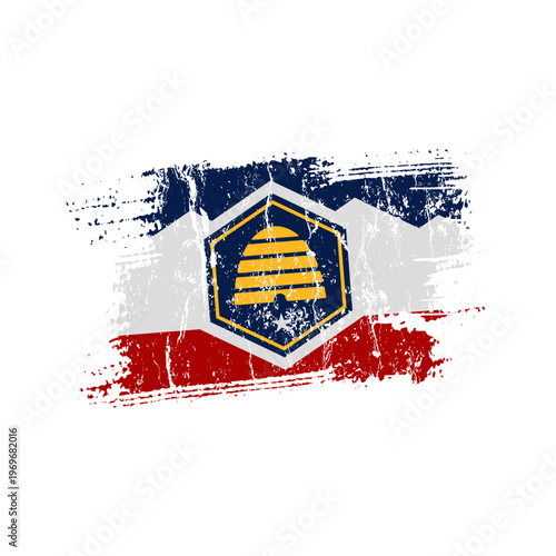 Utah flag with grunge effect - vector illustration