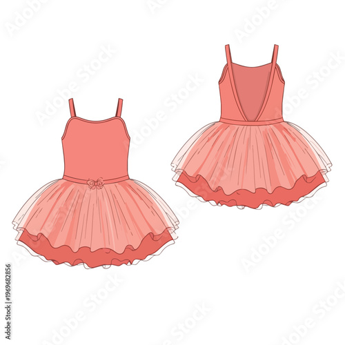 Pink Ballet Tutu Dress Fashion Illustration Sketch