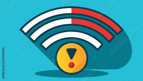 Wireless signal icon shows low strength with warning symbol indicating connectivity issues in digital space