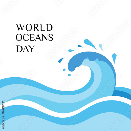 Marine Awareness Illustration with Ocean Wave Design World Ocean Day blue wave background