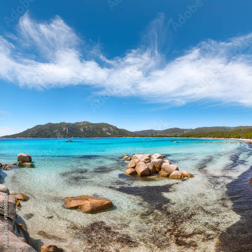 Breathtaking view of  beach of Santa Giulia resort.