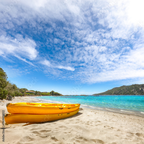 Breathtaking view of  beach of Santa Giulia resort.