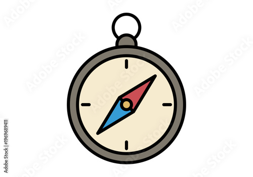 Brújula metálica con aguja magnética azul y roja para orientación en viajes y aventuras al aire libre