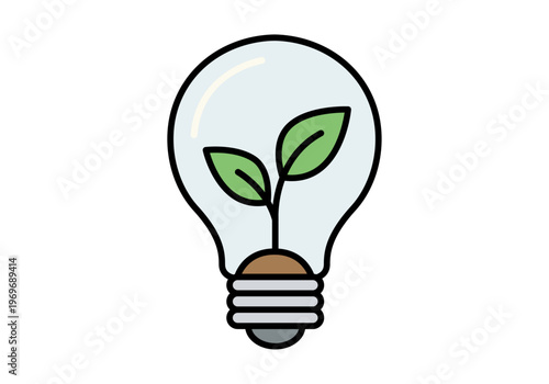 Bombilla con una planta creciendo en su interior que representa la energía renovable y el pensamiento ecológico